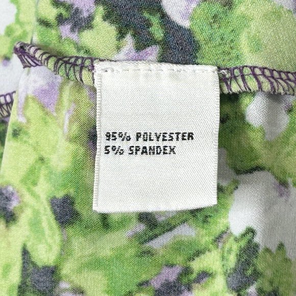 Josephine Studio Womens 2X Purple Green Floral Front Ruffle V-Neck Blouse Shirt - Picture 9 of 12